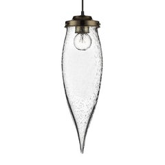 Pointelle Petite Crystal Handblown Modern Glass Pendant Light, Made in the USA