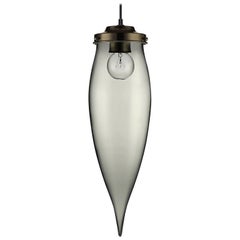 Pointelle Petite Gray Handblown Modern Glass Pendant Light, Made in the USA