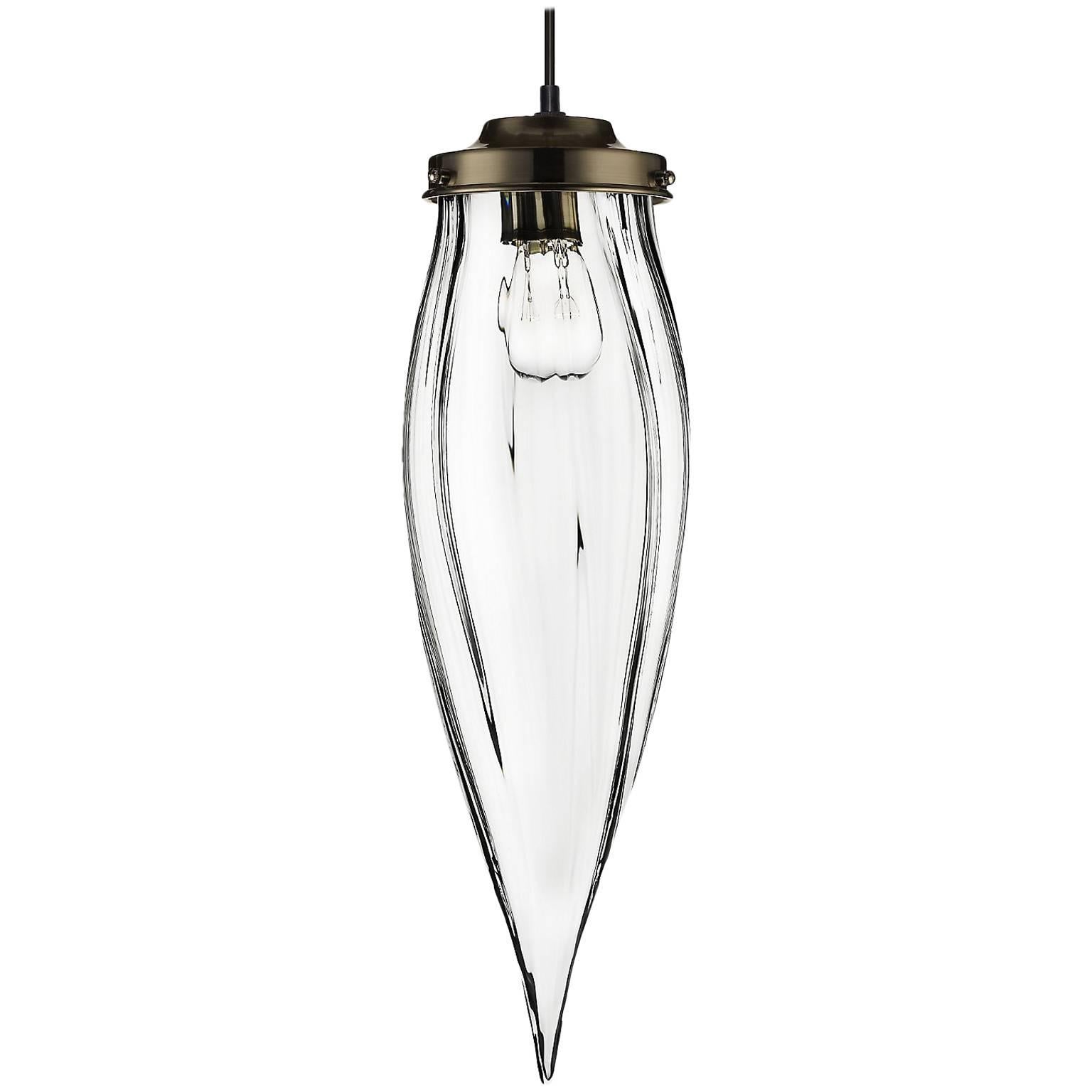 Pointelle Petite Optique Handblown Modern Glass Pendant Light, Made in the USA For Sale