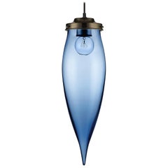 Pointelle Petite Sapphire Handblown Modern Glass Pendant Light, Made in the USA