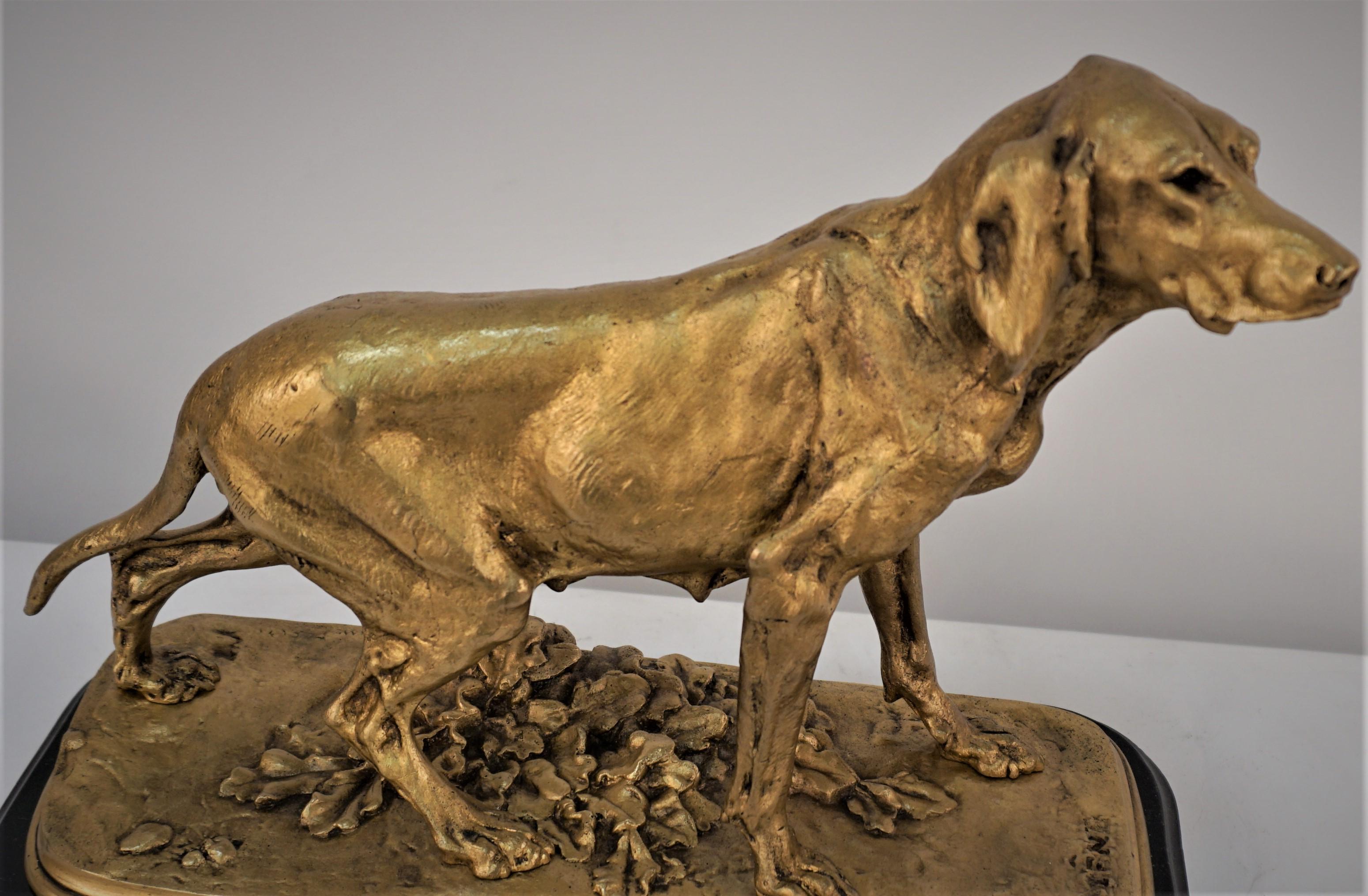 French Pointer Bronze Sculpture Late 19th Century