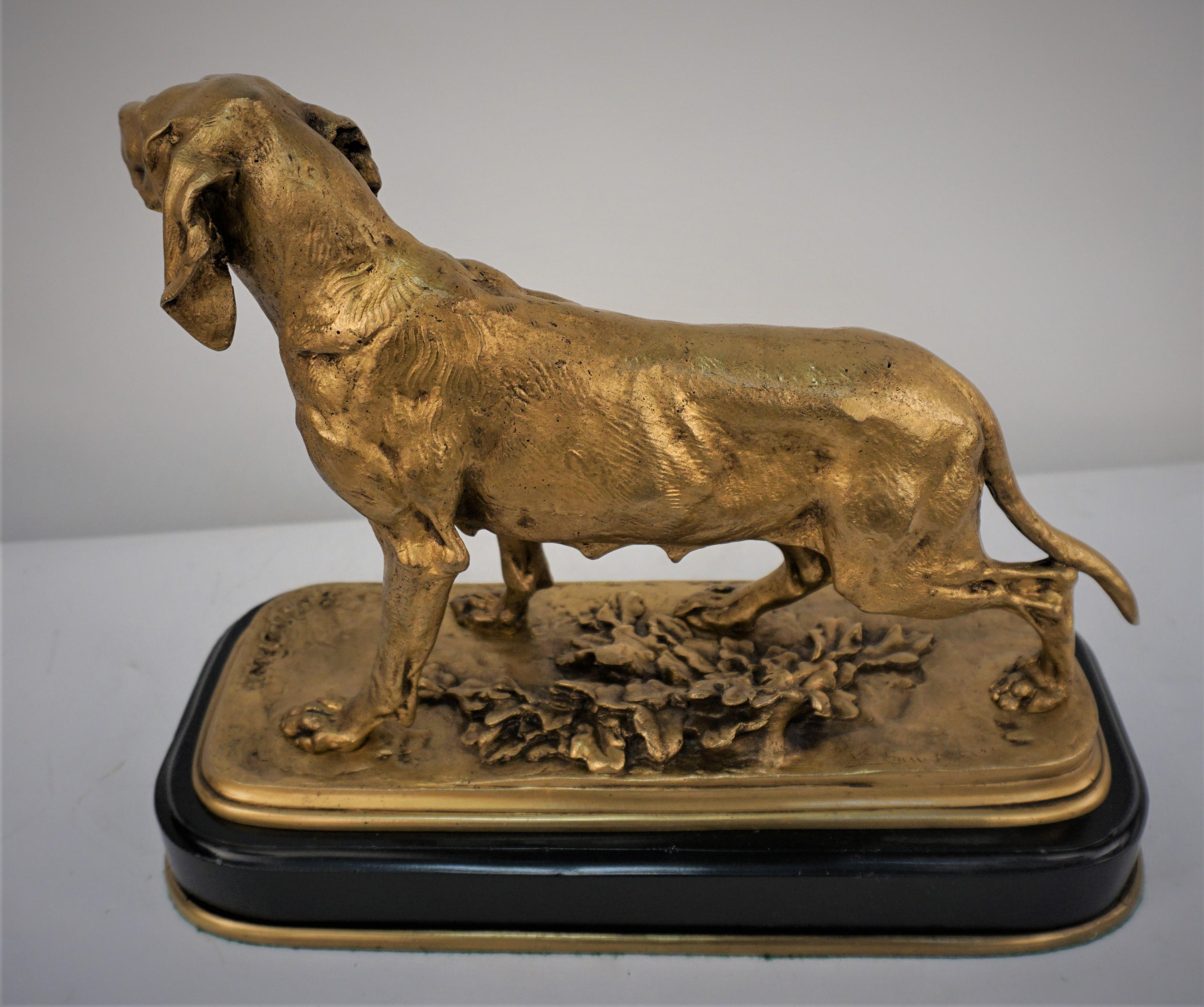 Lacquered Pointer Bronze Sculpture Late 19th Century