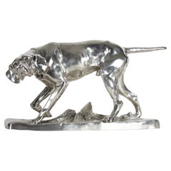 Antique Pointer Dog, Sculpture by Wilhelm Zwick for Kayser, Germany 1920s.
