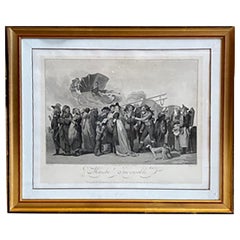 Pointillé Engraving, Entitled Marche Incroyable, Boilly Et Bonnefoy, 18th C