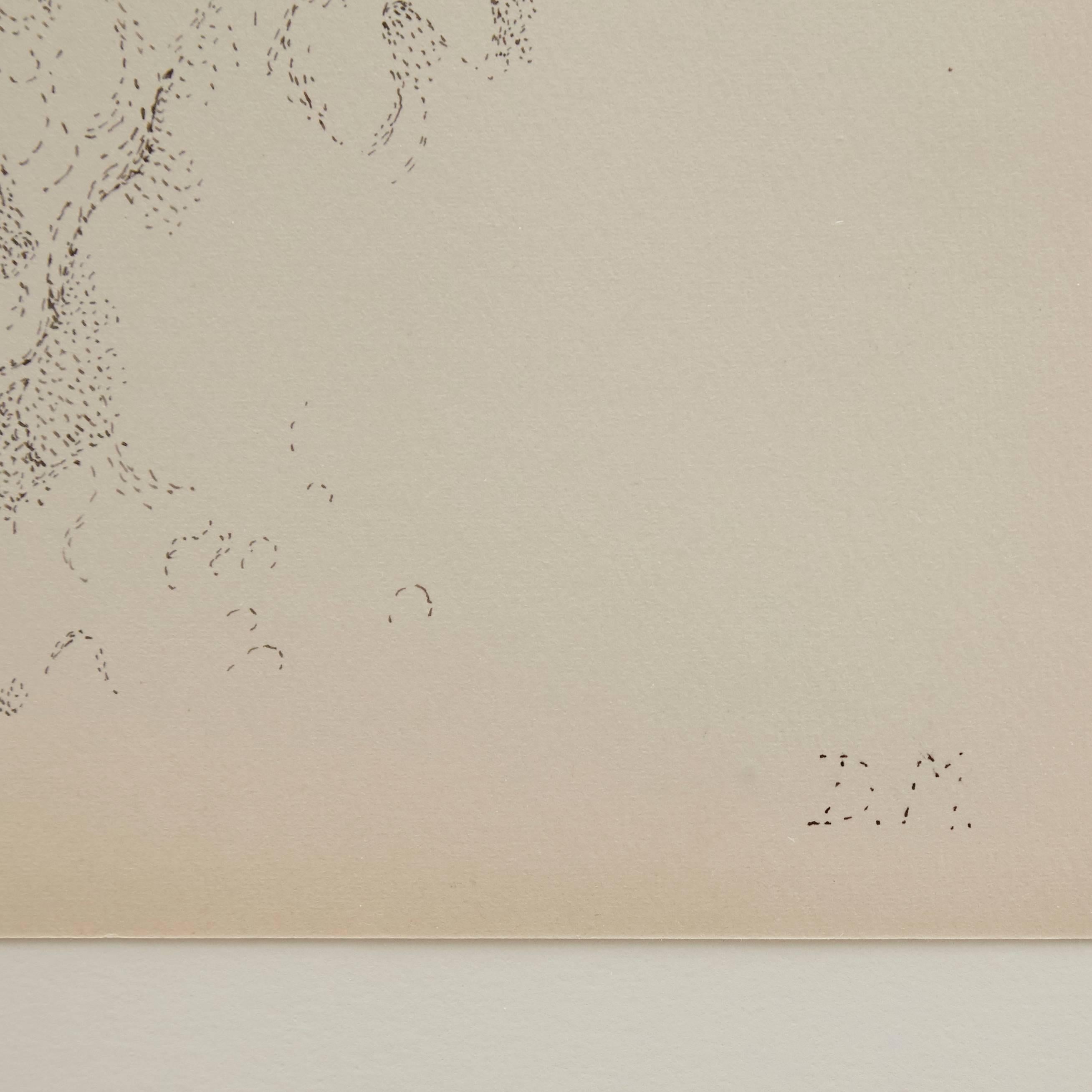 French Pointillist Drawing on Paper by Dora Maar