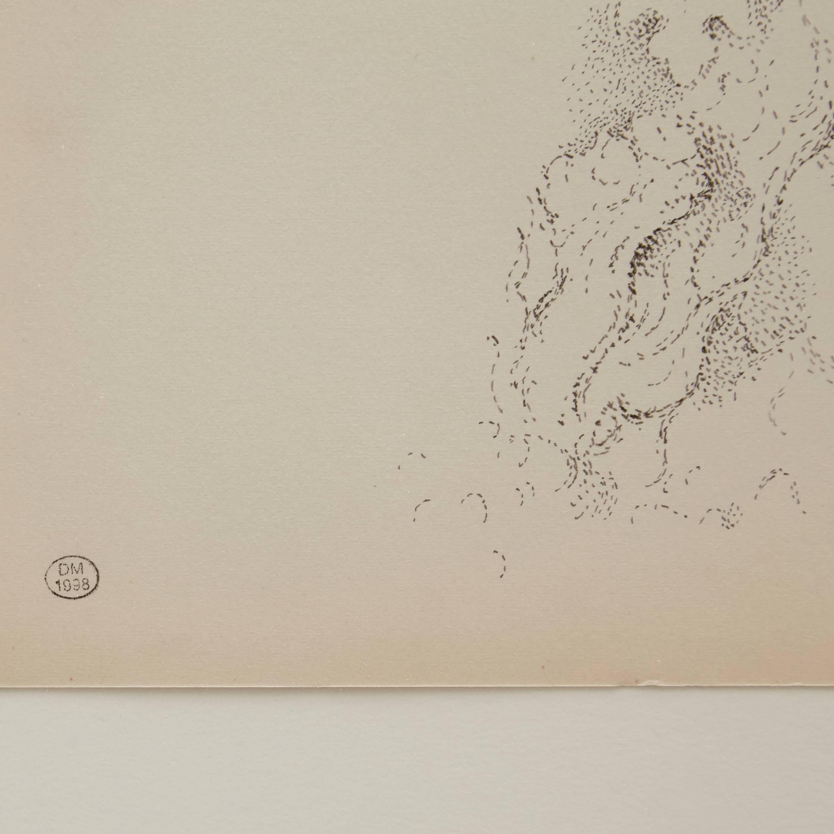 Pointillist Drawing on Paper by Dora Maar In Good Condition In Barcelona, Barcelona