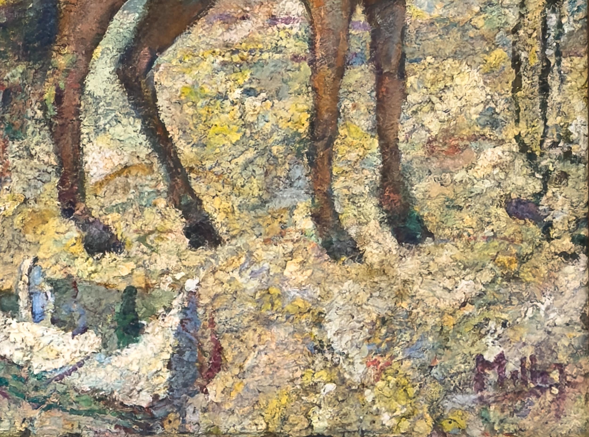 Pointillist Painting Of Hay Wagon By Mello Junior, Modernism, 20th Century For Sale 1