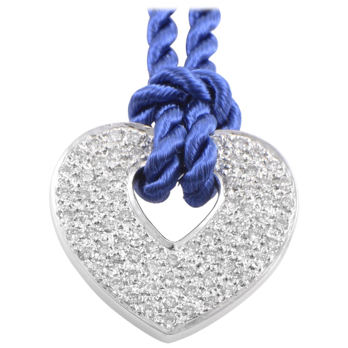 Poiray 18 Karat Gold Diamond Pendant & Periwinkle Blue Cord Necklace PPC0030RBLU