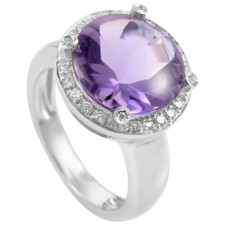 Poiray 18 Karat White Gold Amethyst and Diamond Ring PPD2063 For Sale ...