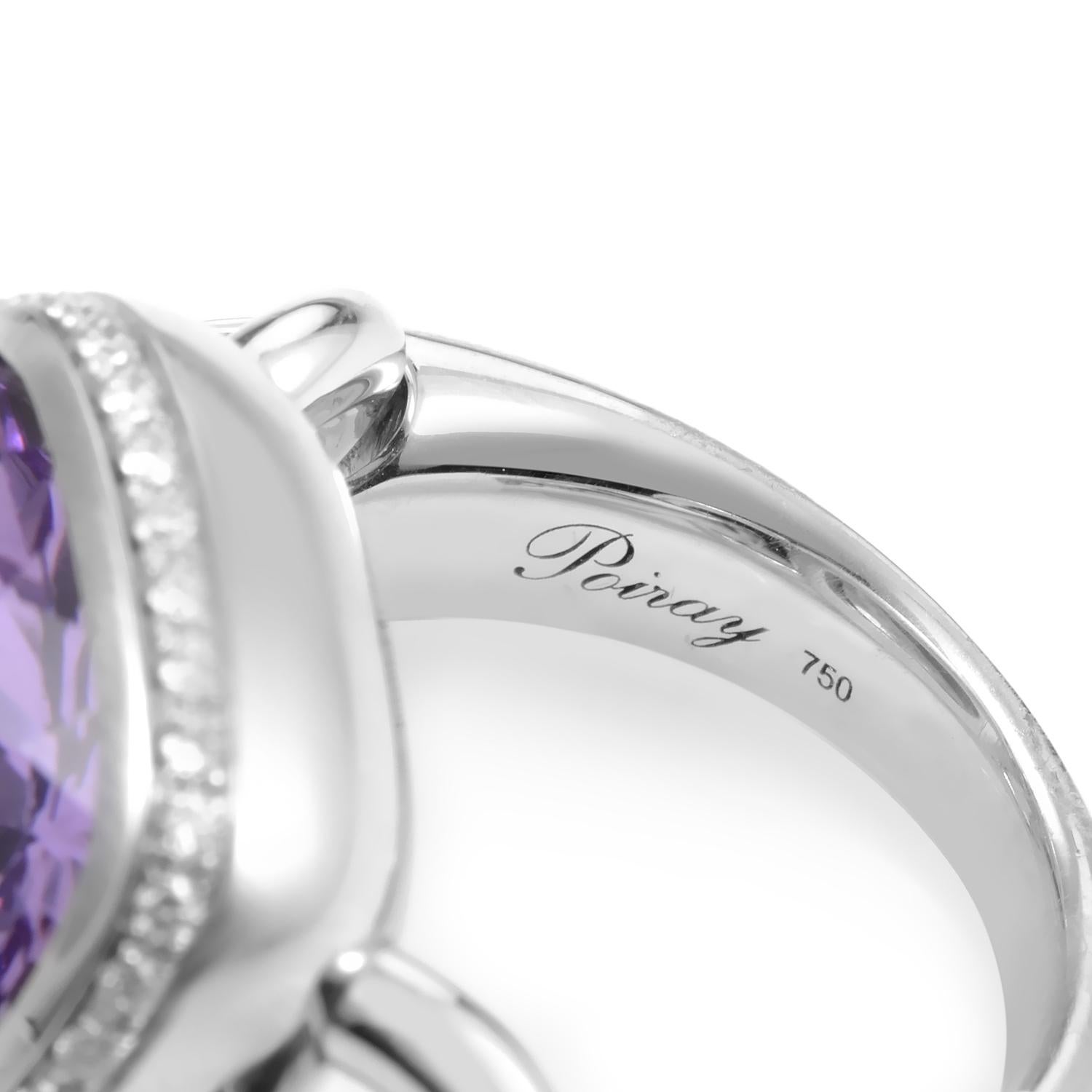 Mixed Cut Poiray 18 Karat White Gold Amethyst and Diamond Ring PPD2063Z