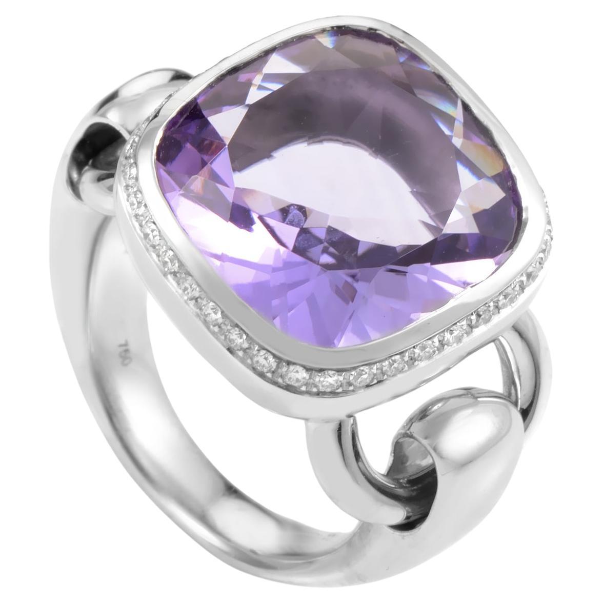 Poiray 18 Karat White Gold Amethyst and Diamond Ring PPD2063Z