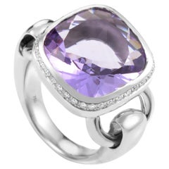 Poiray 18 Karat White Gold Amethyst and Diamond Ring PPD2063Z