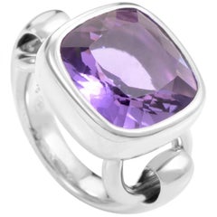 Poiray 18 Karat White Gold Amethyst Ring