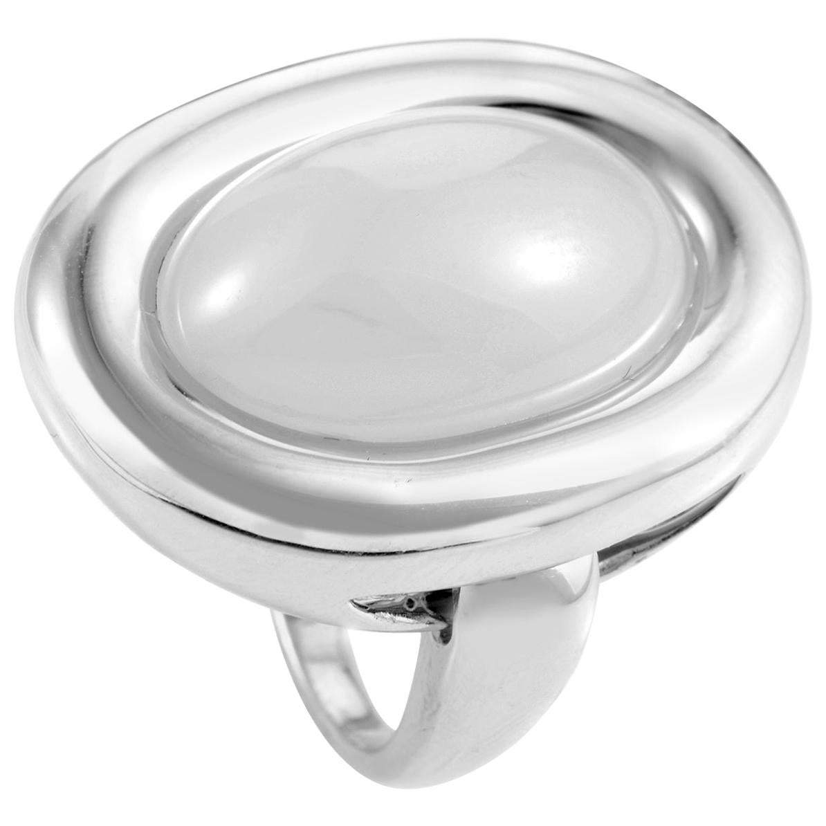 Poiray 18 Karat White Gold Chalcedony Ring PPD2850