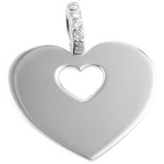 Poiray 18 Karat White Gold Diamond Bail Heart Pendant PPC0265