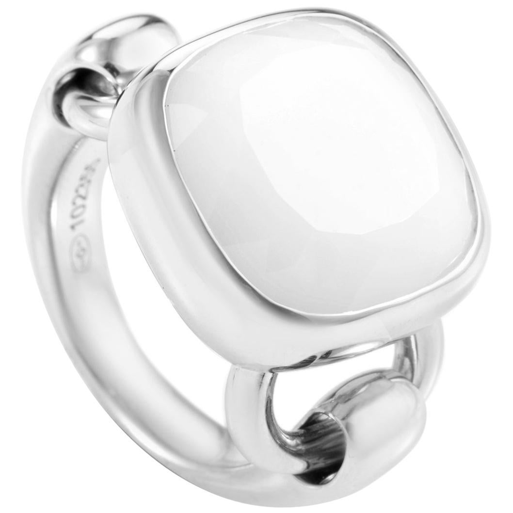 Poiray 18 Karat White Gold White Agate Ring PPD2080Z