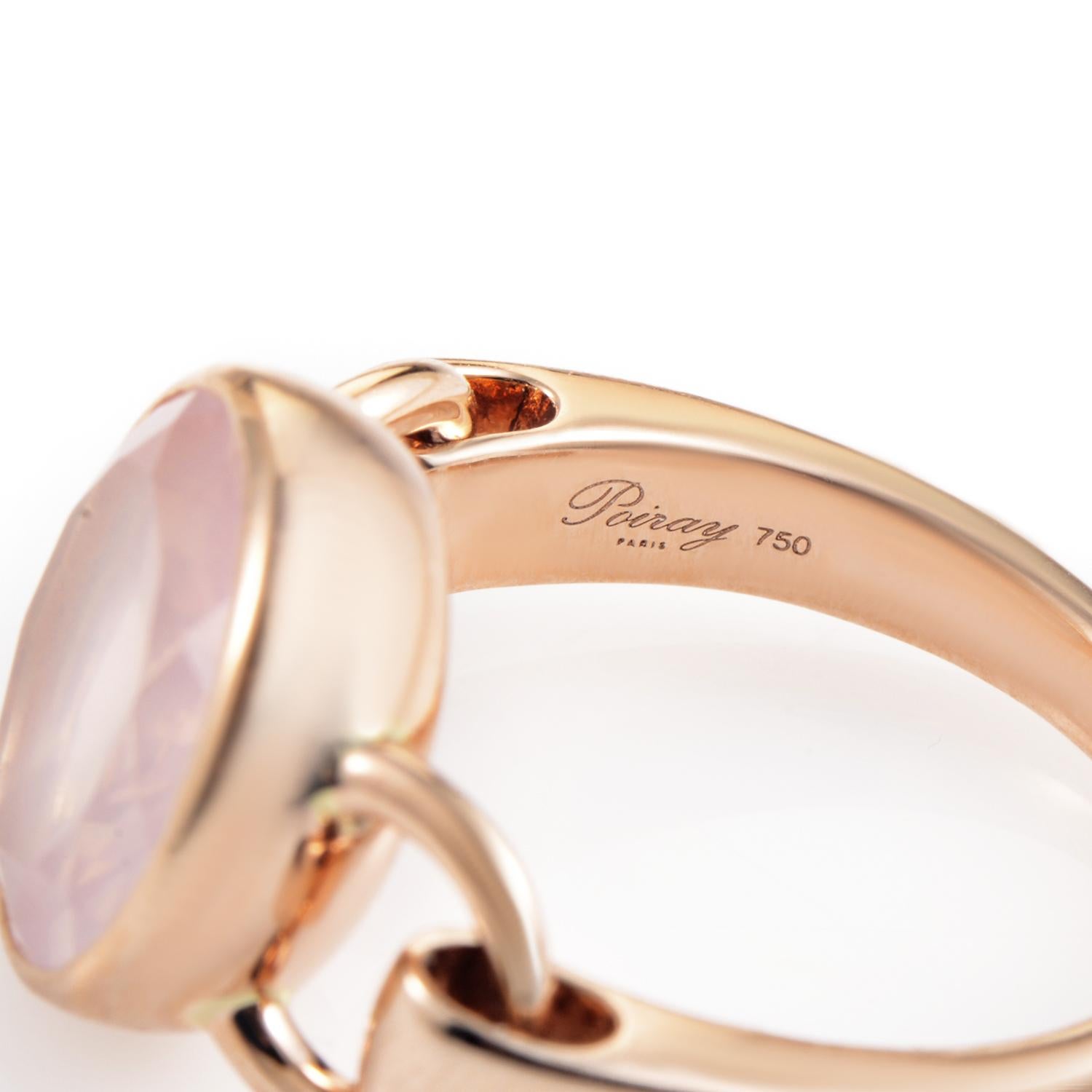 Women's Poiray 18 Karat Rose Gold Pink Quartz Ring PPD3350
