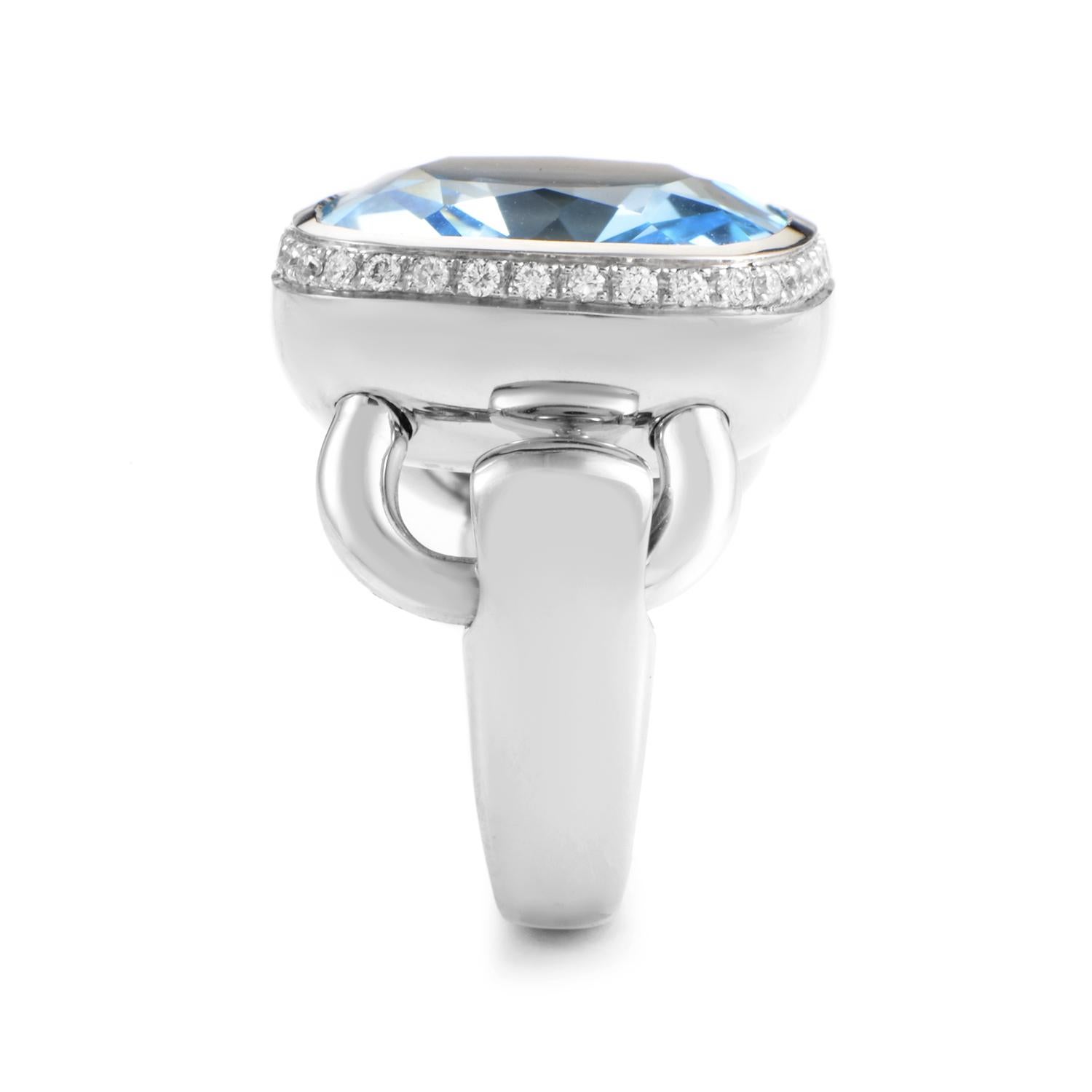 Poiray 18 Karat White Gold, Topaz and Diamond Indrani Ring In New Condition In Southampton, PA