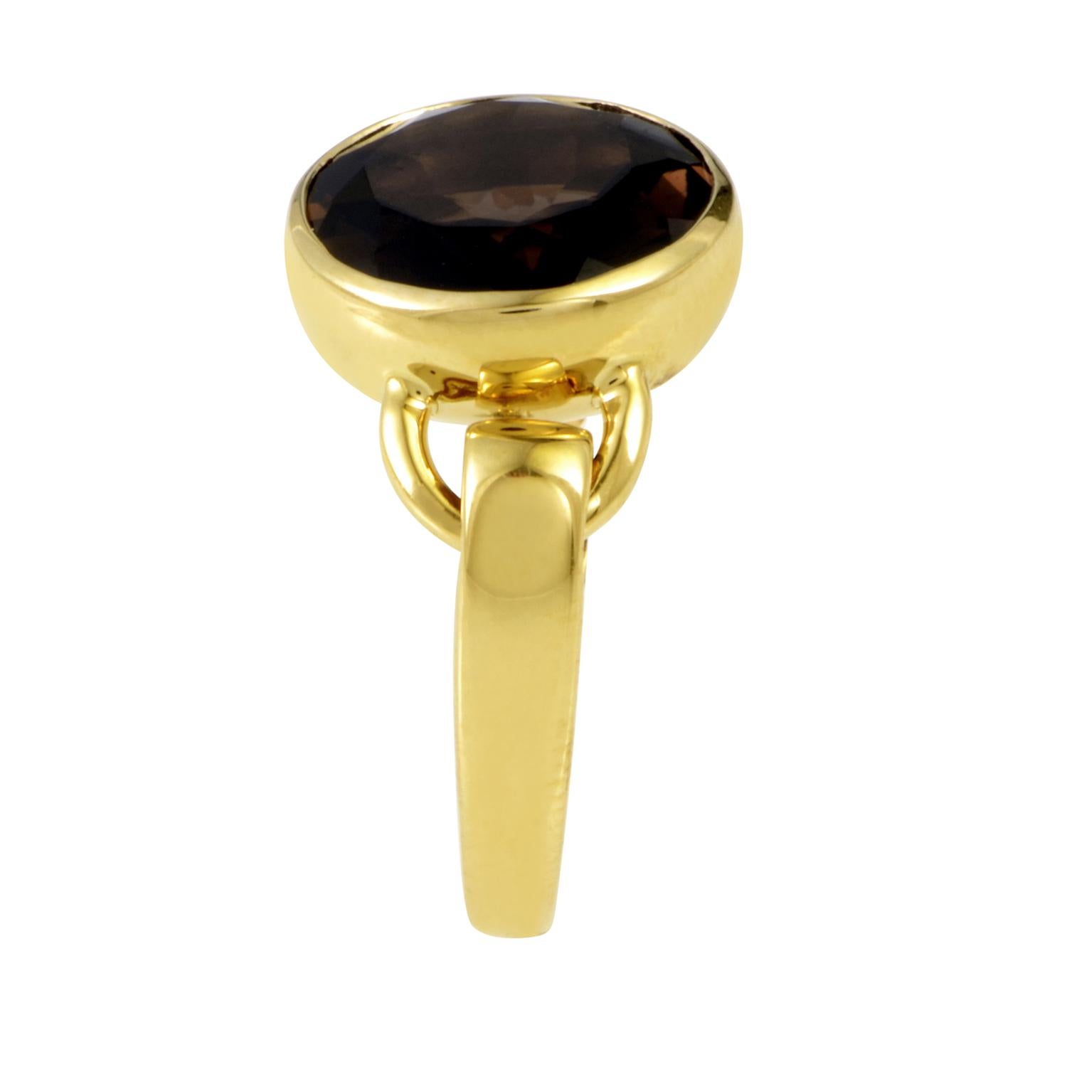 Poiray 18 Karat Yellow Gold Smoky Quartz Ring PPD1310 In New Condition In Southampton, PA