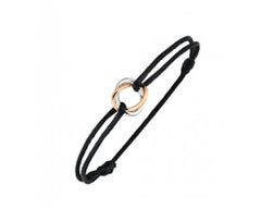Poiray Bracelet "Tresse" Black Cord Rose Gold White Gold 18 Karat