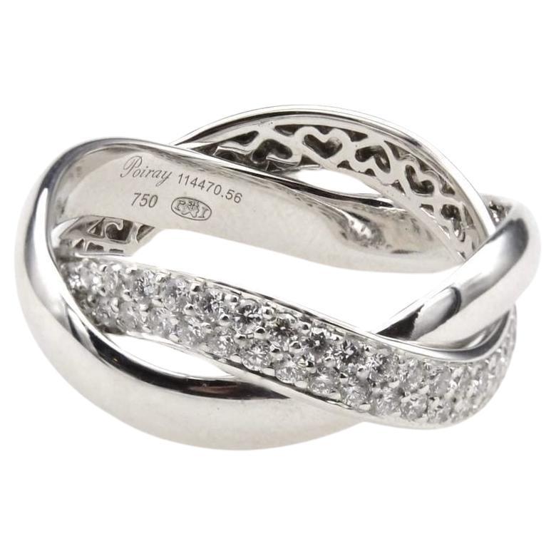 Poiray braid ring with brilliant cut diamonds For Sale