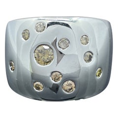 Poiray Diamond Wide Dome Ring 18k White Gold - French