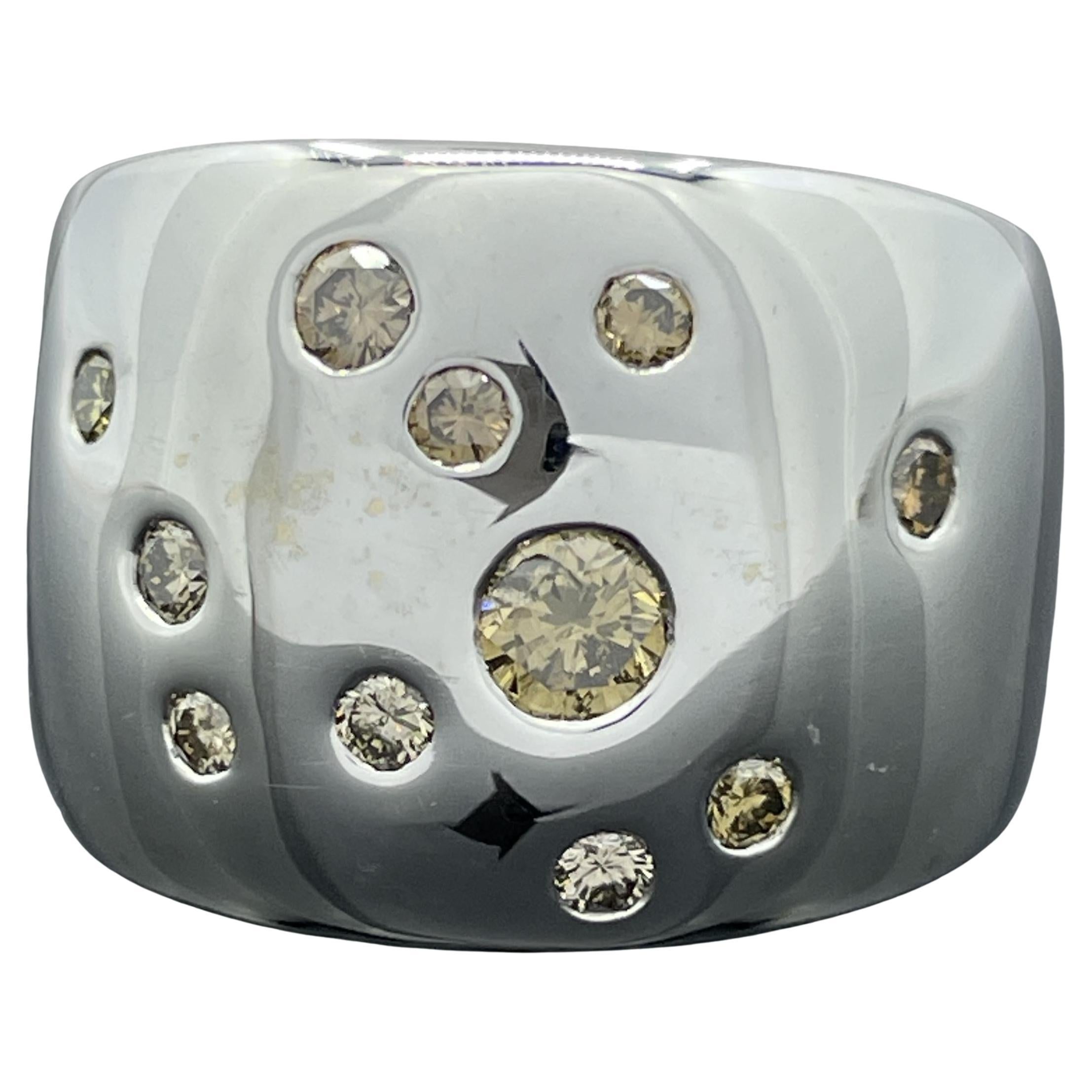 Poiray Diamond Wide Dome Ring 18k White Gold - French For Sale