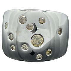 Poiray Diamond Wide Dome Ring 18k White Gold - French