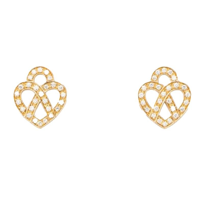 Poiray Earrings "Coeur Entrelacé" Rose Gold Diamonds For Sale