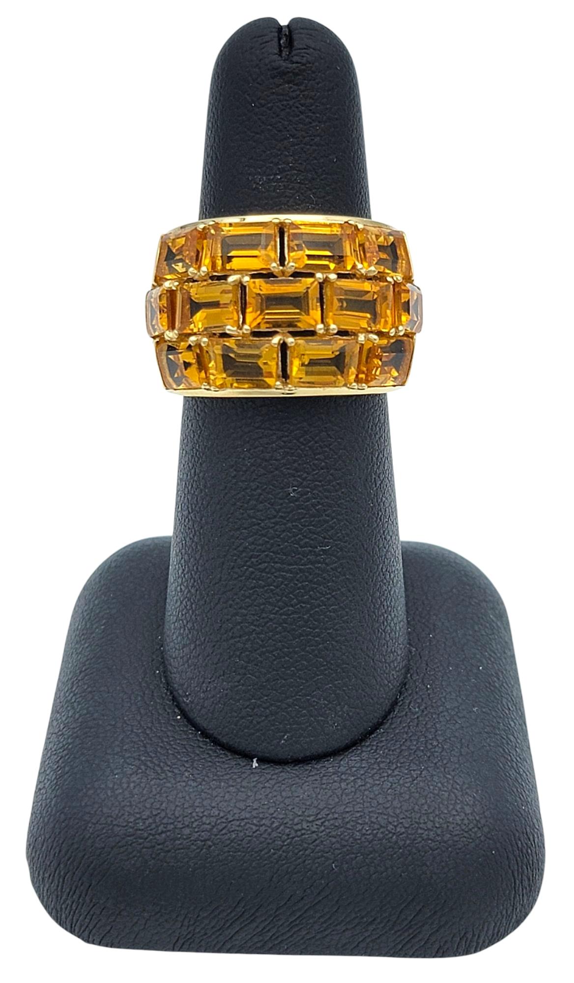 Poiray Smaragdschliff Citrin Multi Row gewölbter Bandring aus 18 Karat Gelbgold im Angebot 5