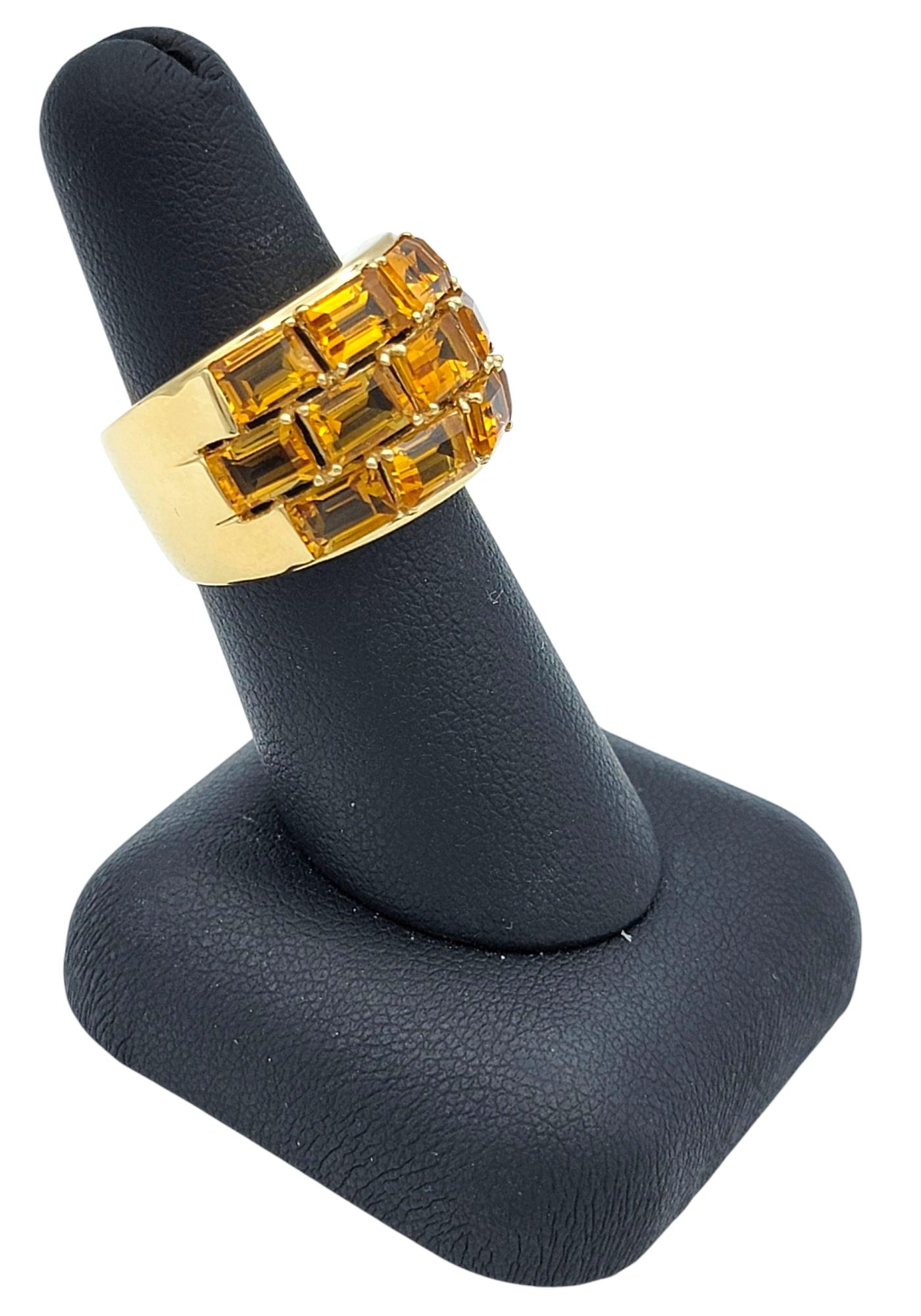 Poiray Smaragdschliff Citrin Multi Row gewölbter Bandring aus 18 Karat Gelbgold im Angebot 6