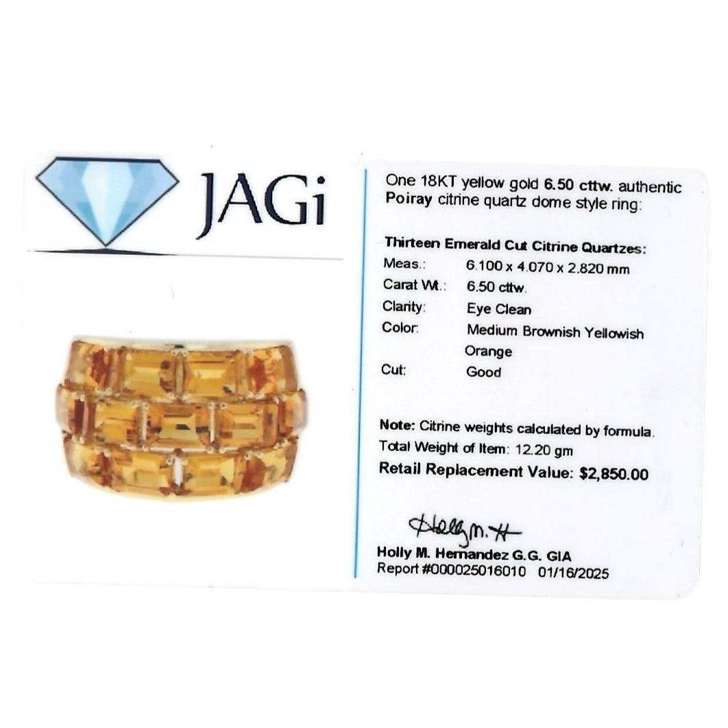 Poiray Smaragdschliff Citrin Multi Row gewölbter Bandring aus 18 Karat Gelbgold im Angebot 7