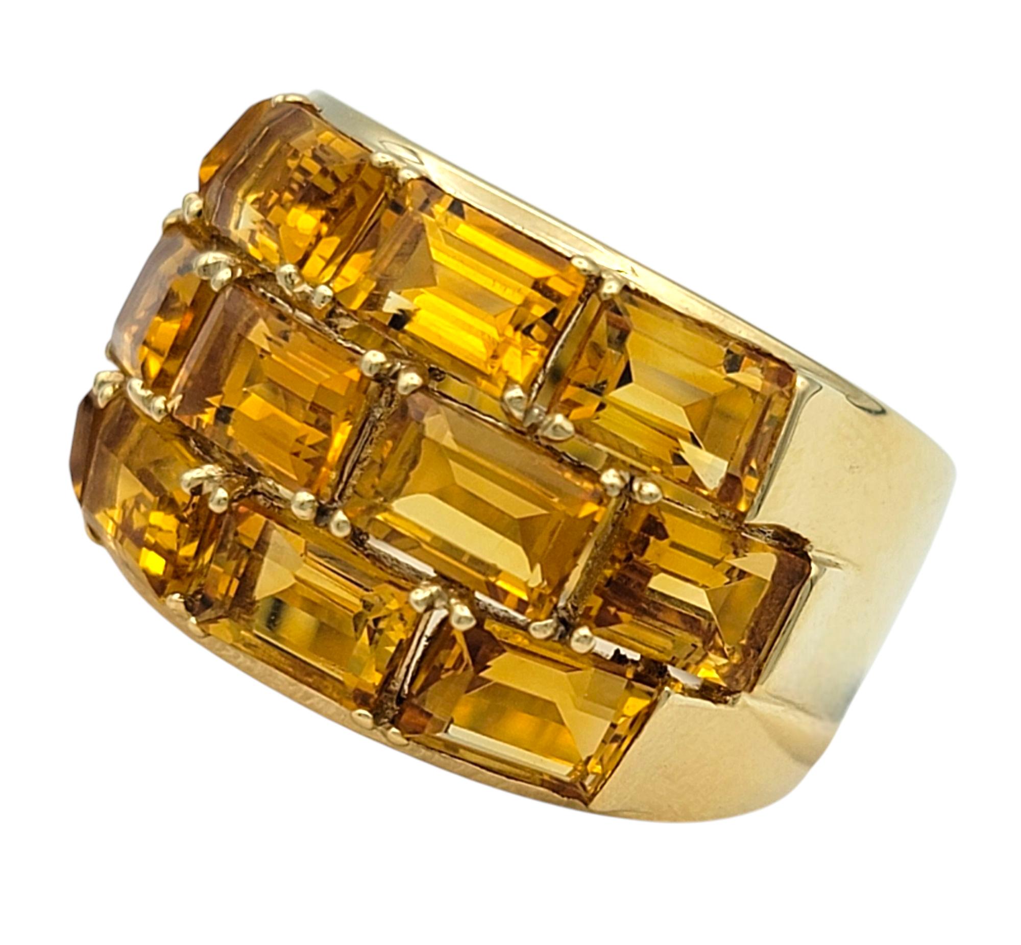 Poiray Smaragdschliff Citrin Multi Row gewölbter Bandring aus 18 Karat Gelbgold (Zeitgenössisch) im Angebot