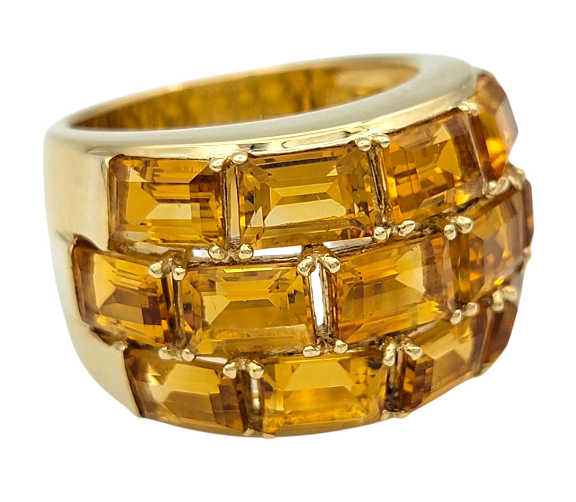 Poiray Smaragdschliff Citrin Multi Row gewölbter Bandring aus 18 Karat Gelbgold im Zustand „Gut“ im Angebot in Scottsdale, AZ