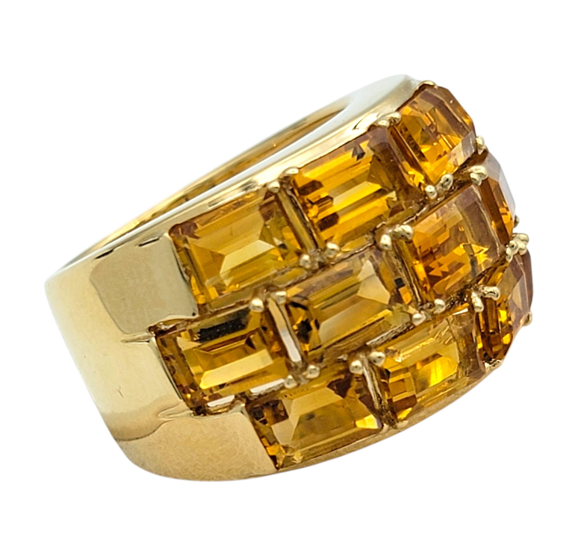 Poiray Smaragdschliff Citrin Multi Row gewölbter Bandring aus 18 Karat Gelbgold im Angebot 1