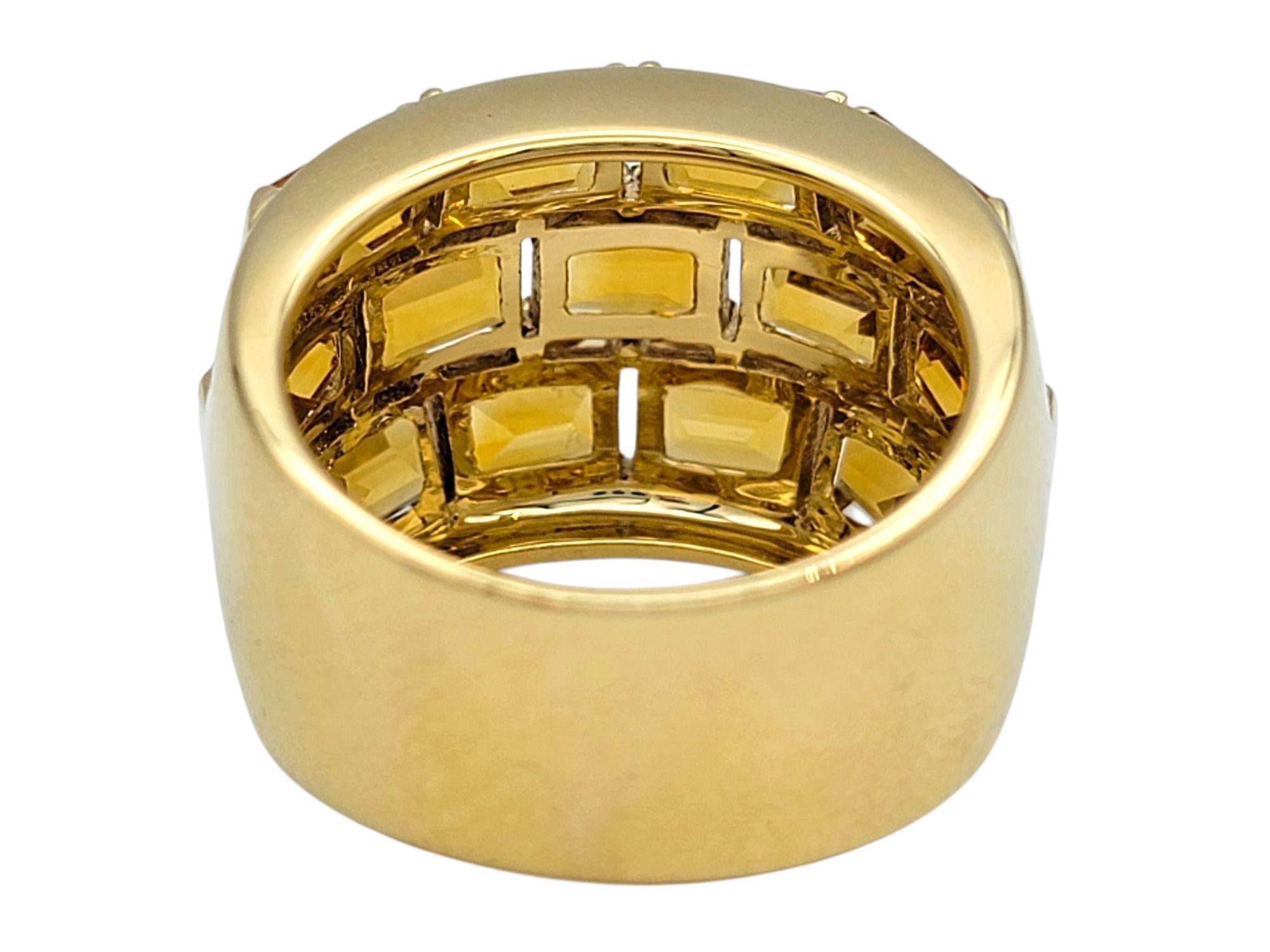Poiray Smaragdschliff Citrin Multi Row gewölbter Bandring aus 18 Karat Gelbgold im Angebot 2