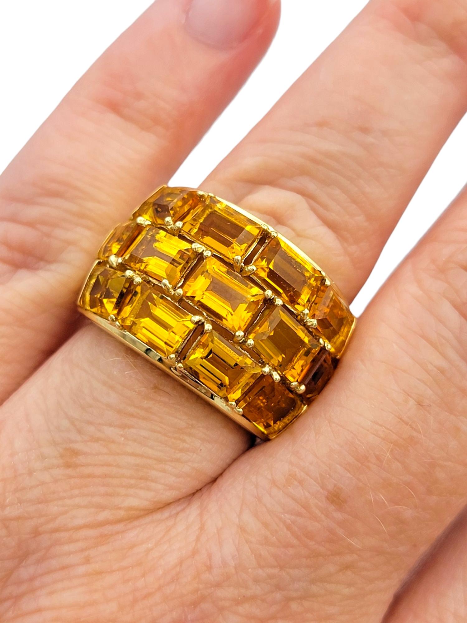 Poiray Smaragdschliff Citrin Multi Row gewölbter Bandring aus 18 Karat Gelbgold im Angebot 4