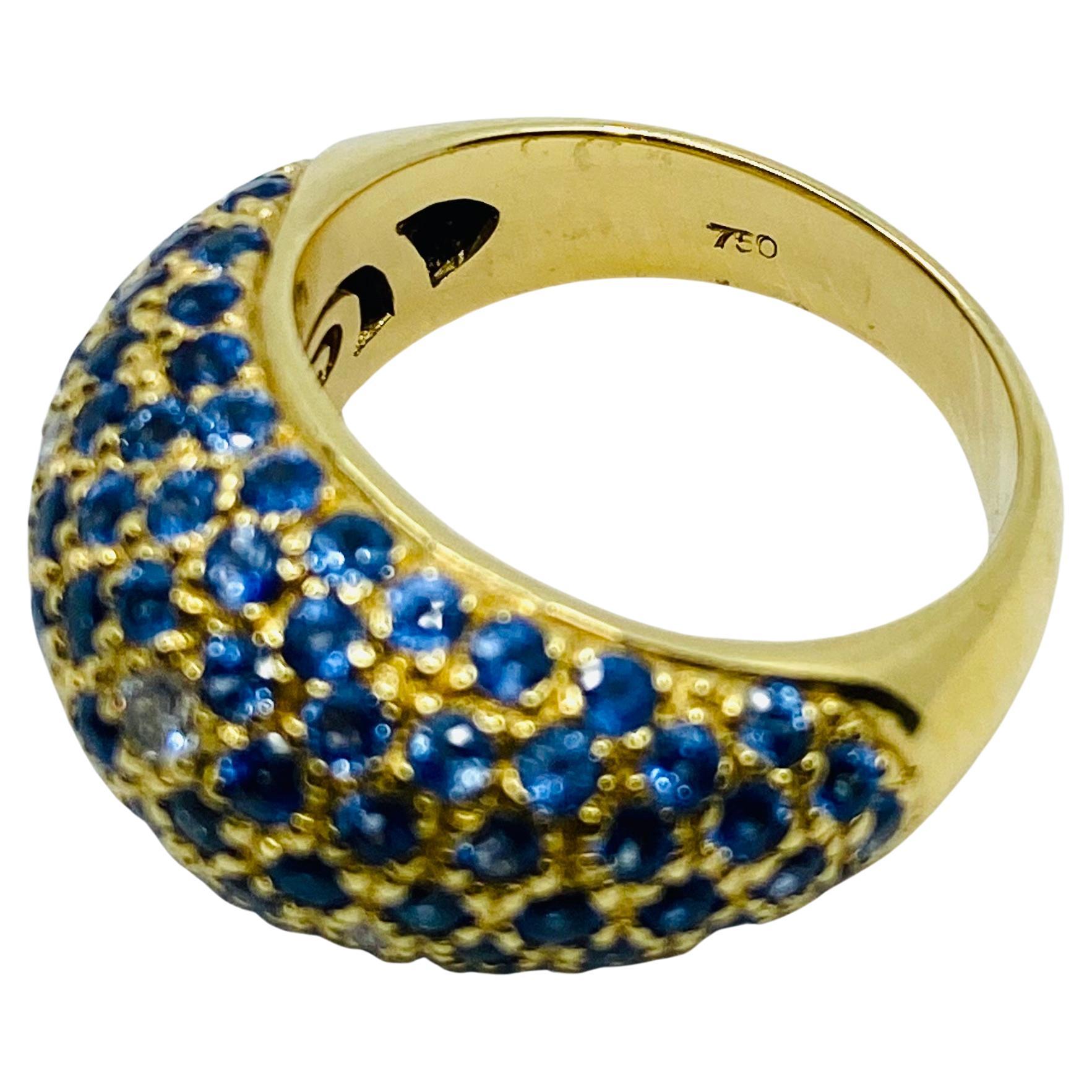 Poiray Gold Sapphire Diamond Dome Ring For Sale 7