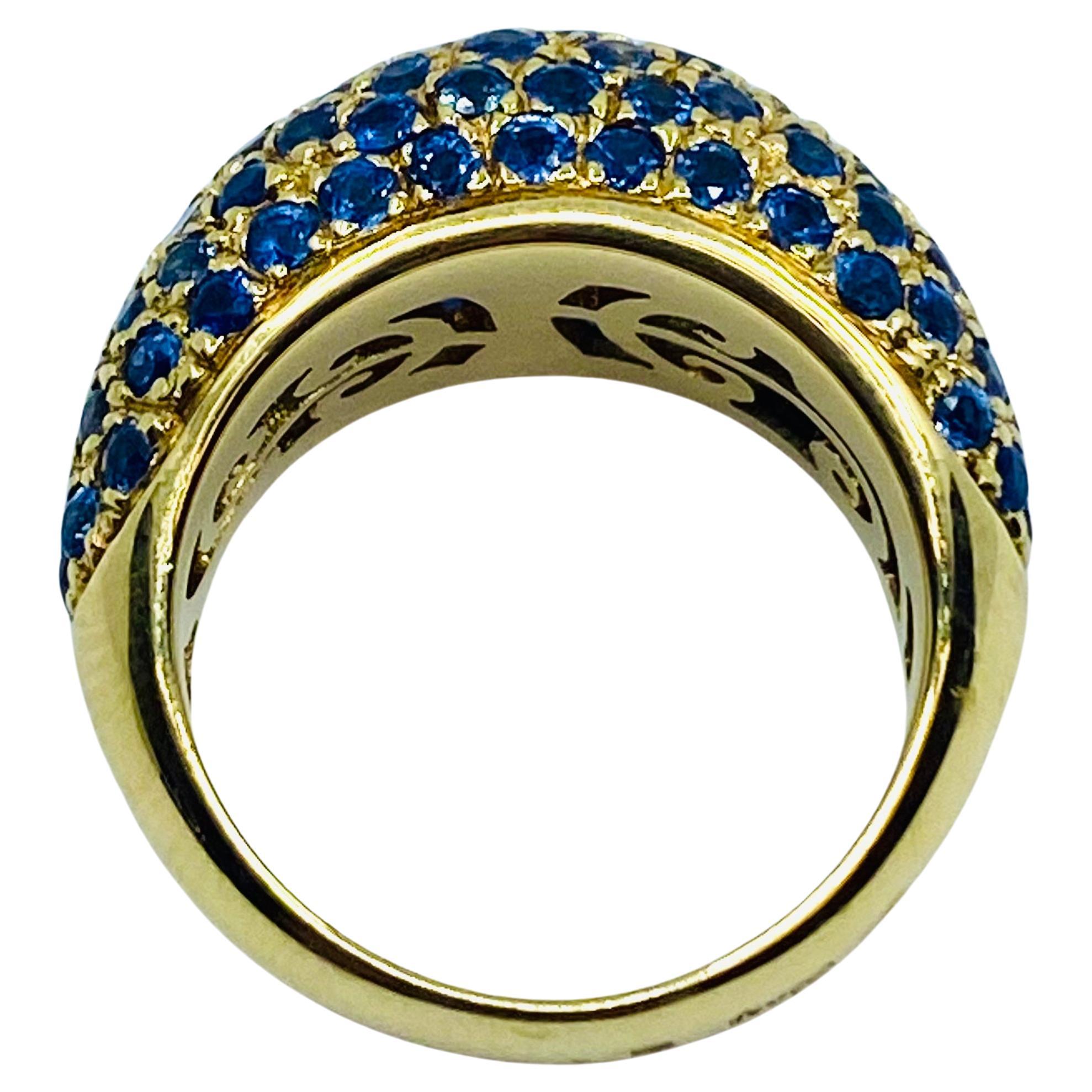 Poiray Gold Sapphire Diamond Dome Ring For Sale 1
