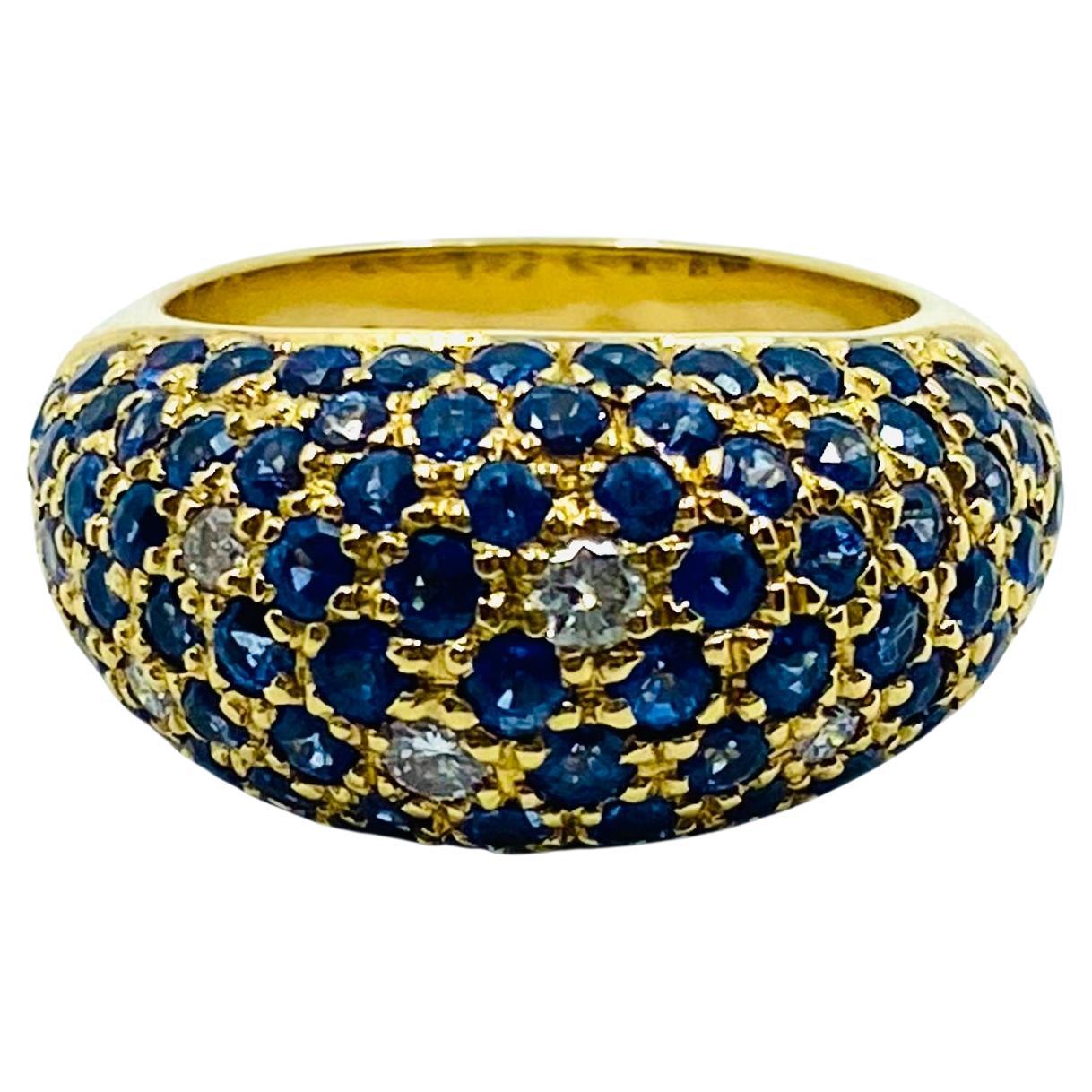 Poiray Gold Sapphire Diamond Dome Ring For Sale 4