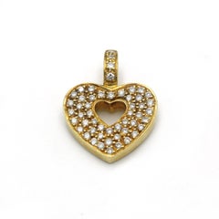 Ciondolo a forma di cuore Poiray in oro giallo 18 carati con 53 diamanti, Gioielleria Francese