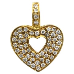 Poiray Heart Pendant in 18K Yellow Gold with 53 Diamonds, French Fine Jewelry