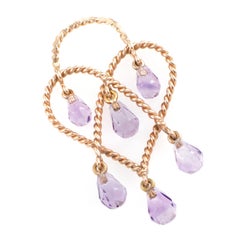 Poiray in Love Heart Rose Gold and Amethyst Briolette Pendant