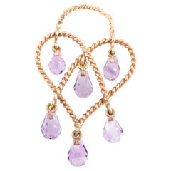 Poiray in Love Heart Rose Gold and Amethyst Briolette Pendant