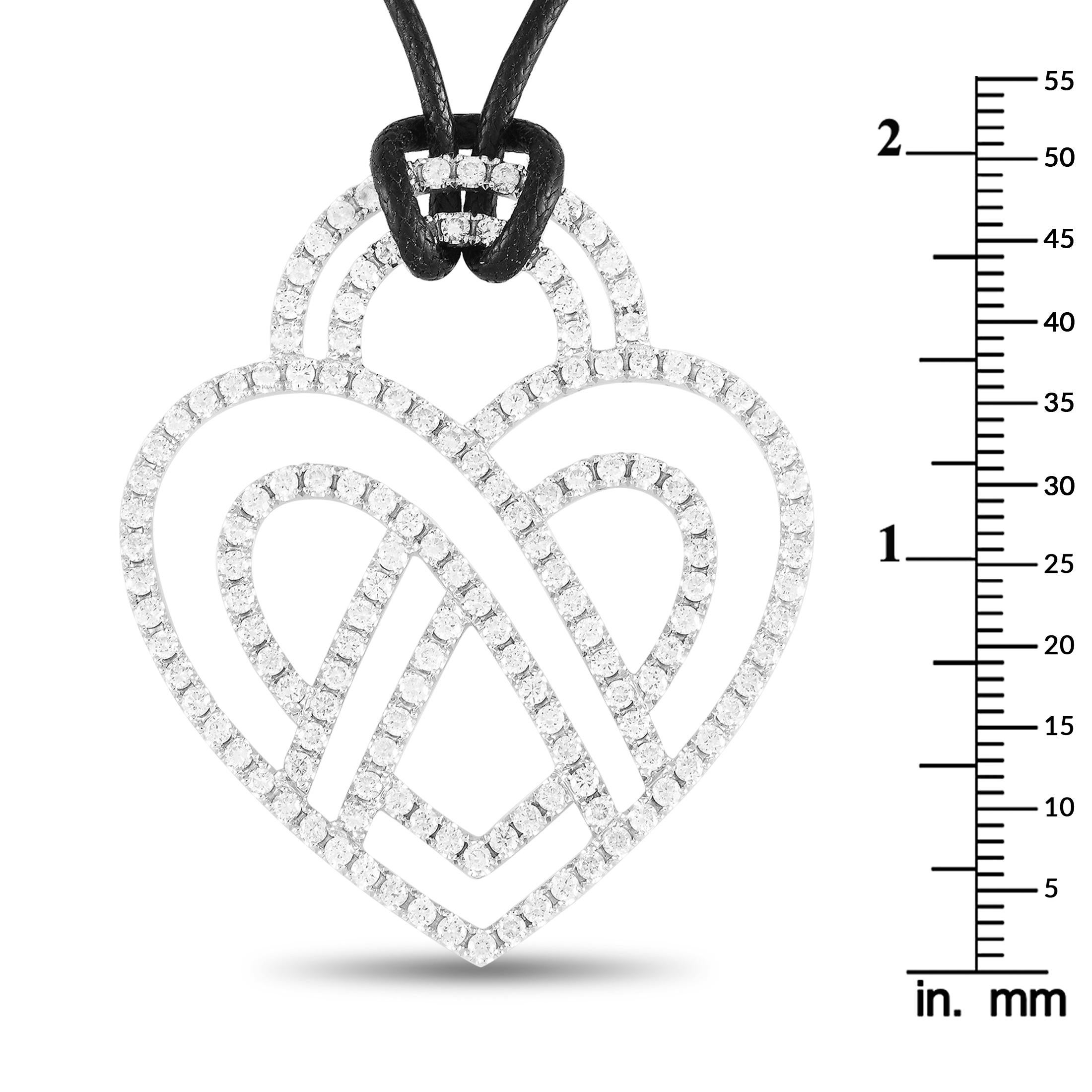 Women's Poiray Large 18K White Gold 3.75 carat Diamond Heart Pendant Necklace For Sale