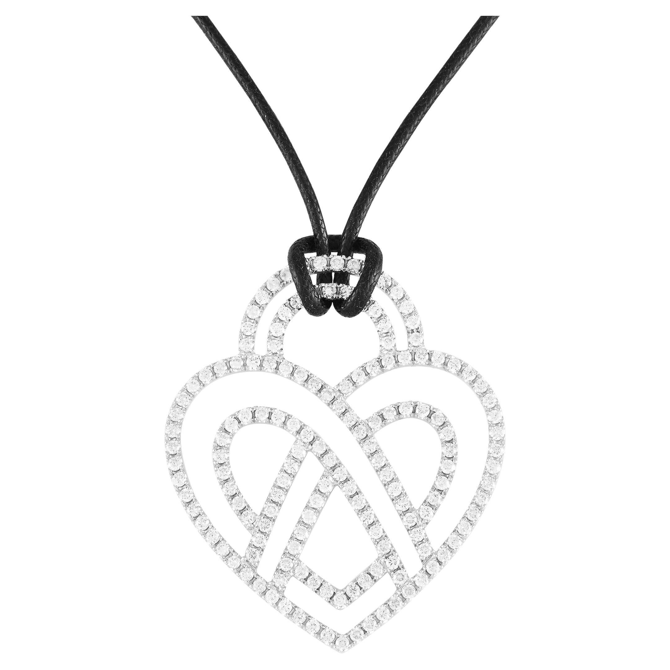 Poiray Large 18K White Gold 3.75 carat Diamond Heart Pendant Necklace
