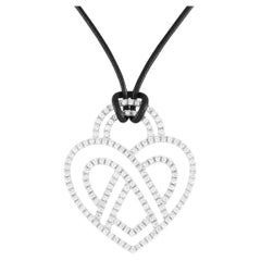 Poiray Large 18K White Gold 3.75 carat Diamond Heart Pendant Necklace