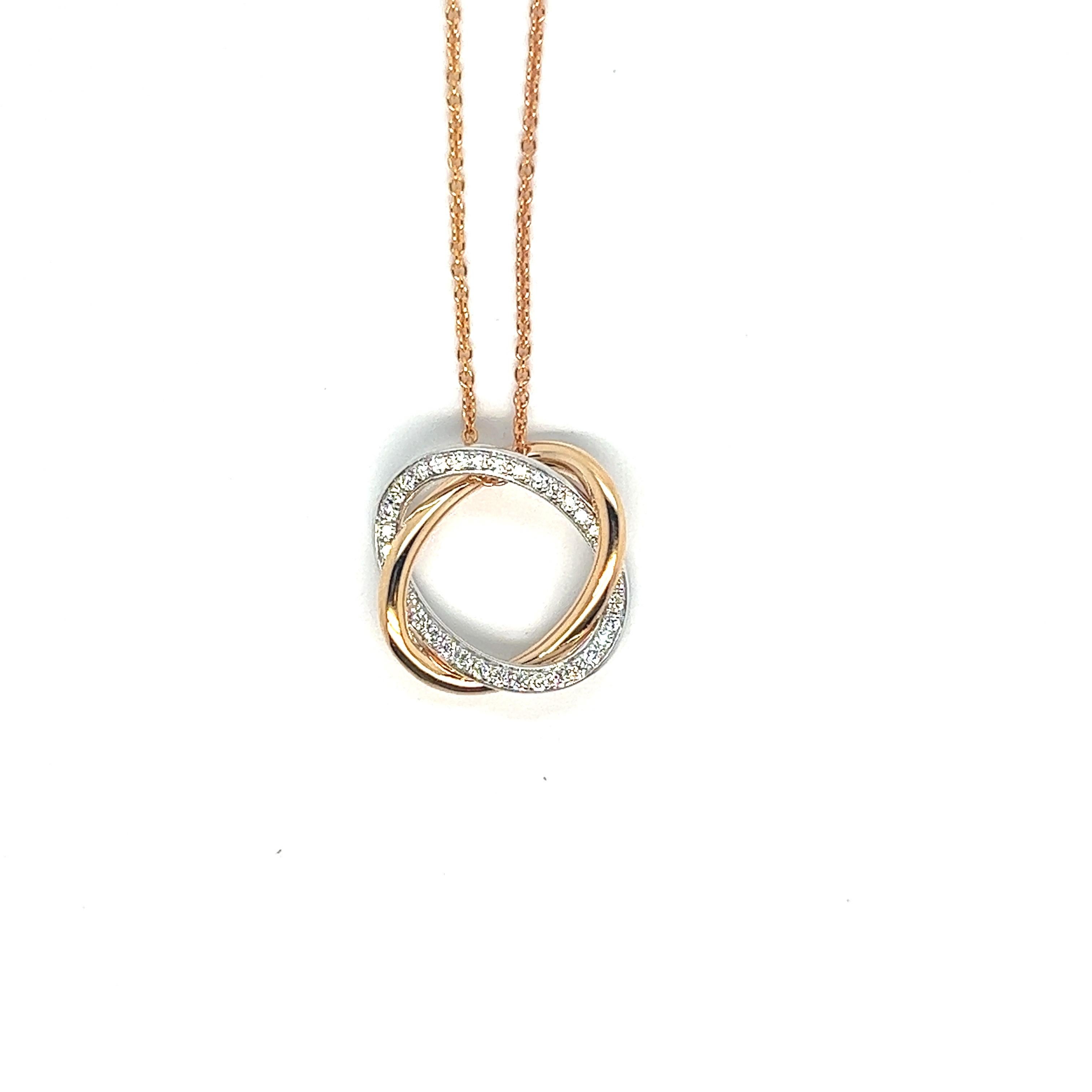 Poiray-Halskette „Tresse“ aus Roségold und Weißgold mit Diamanten (Moderne) im Angebot