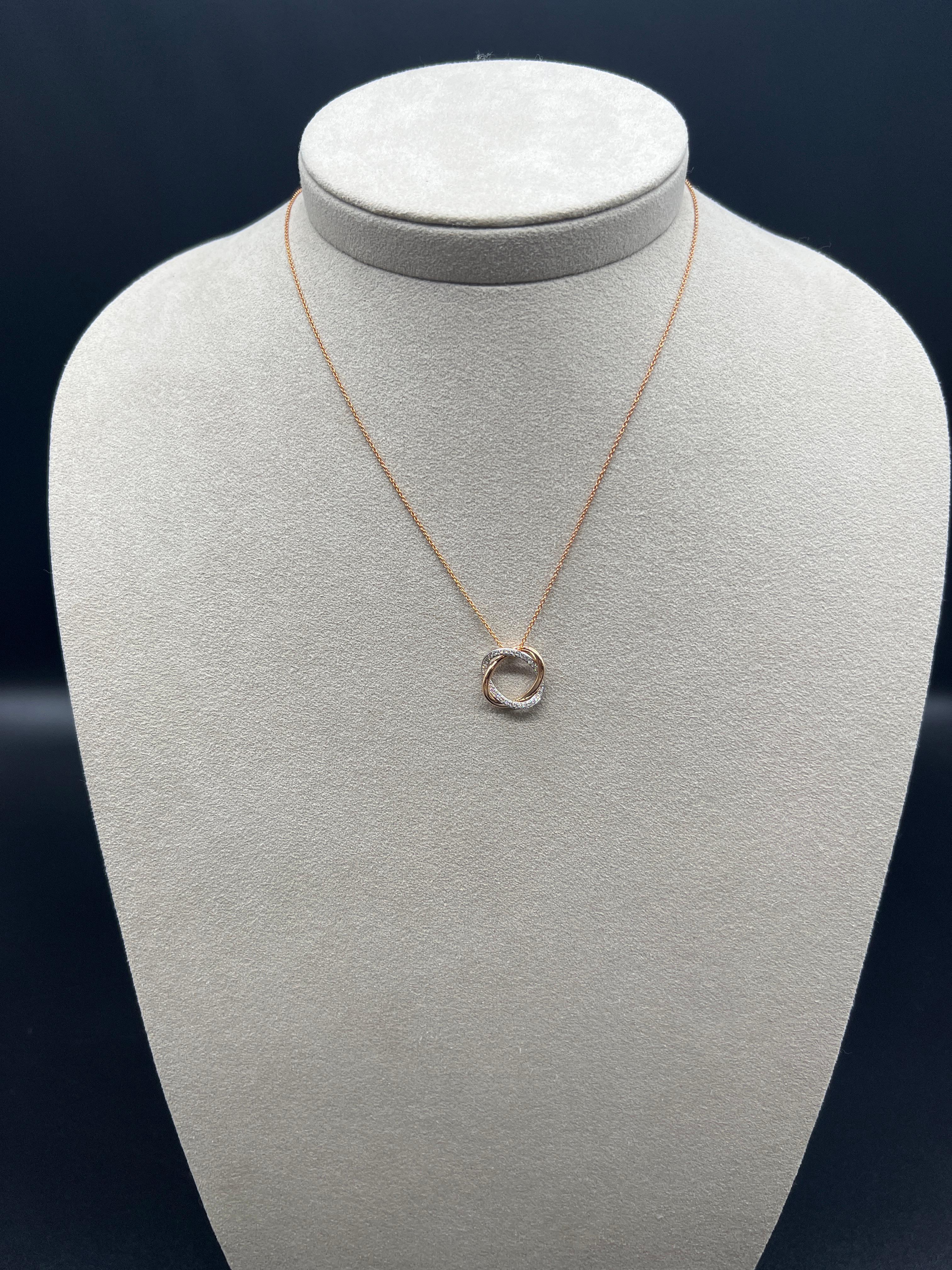 Poiray-Halskette „Tresse“ aus Roségold und Weißgold mit Diamanten im Angebot 1
