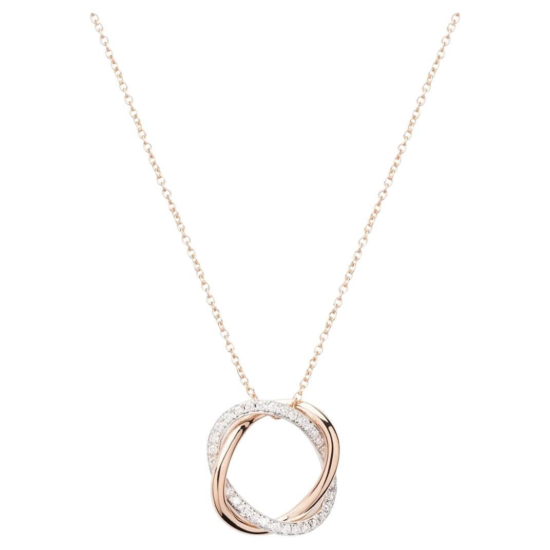 Poiray-Halskette „Tresse“ aus Roségold und Weißgold mit Diamanten im Angebot